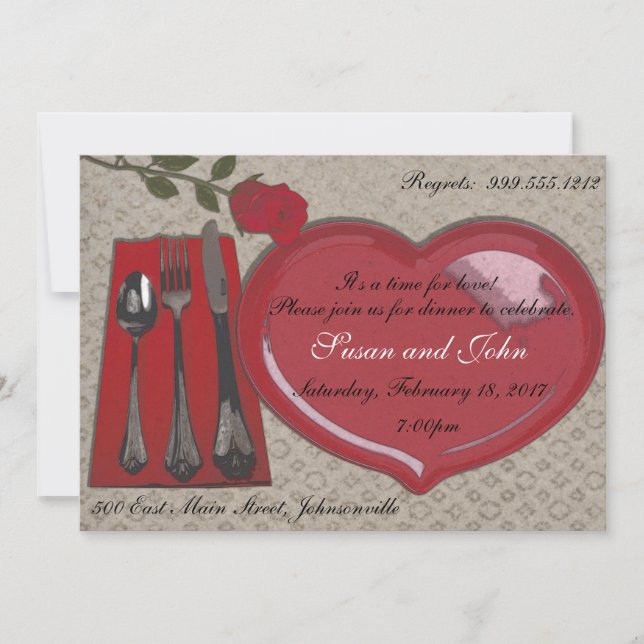 Invitation de dîner de Saint-Valentin (Devant)