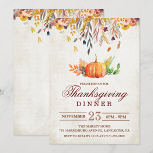 Invitation de dîner de Thanksgiving d'automne de c