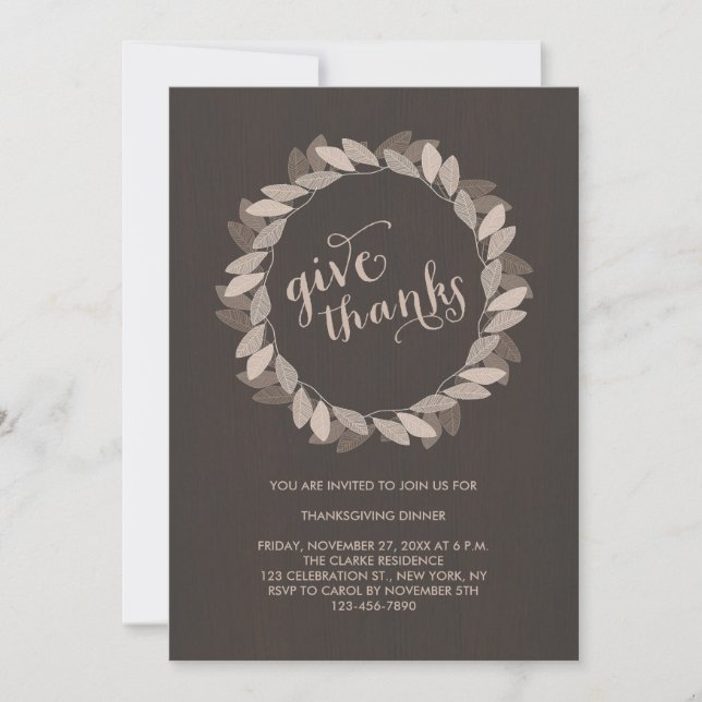 Invitation de dîner de thanksgiving de la (Devant)