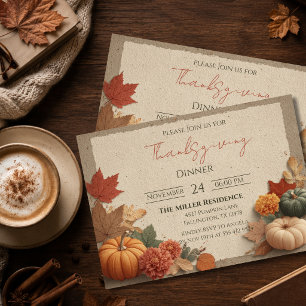 Invitation de dîner de Thanksgiving rustique modif