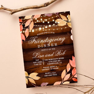 Invitation de dîner Friendsgiving à feuilles d'aut