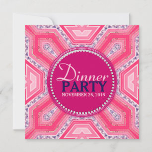 Invitation de dîner Geometric Tech rose lilas