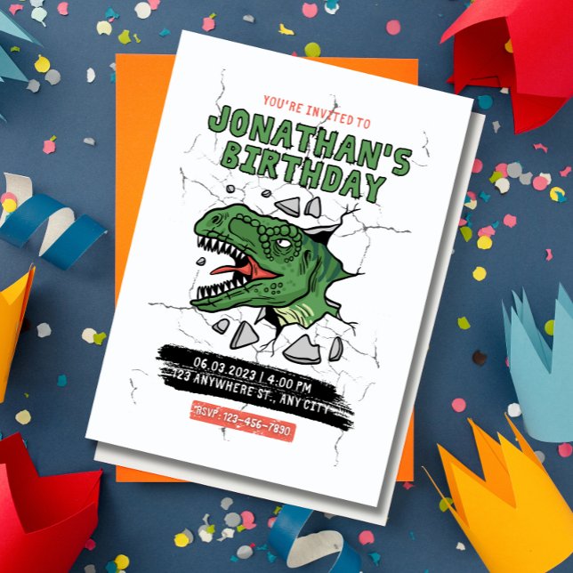 Invitation de Dinosaur Editable, parti Anniversair (Créateur téléchargé)
