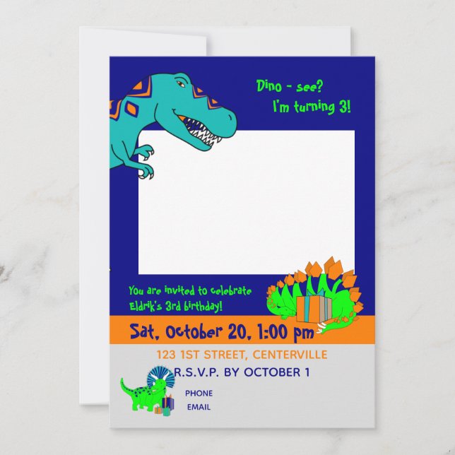 Invitation de dinosaure (Devant)
