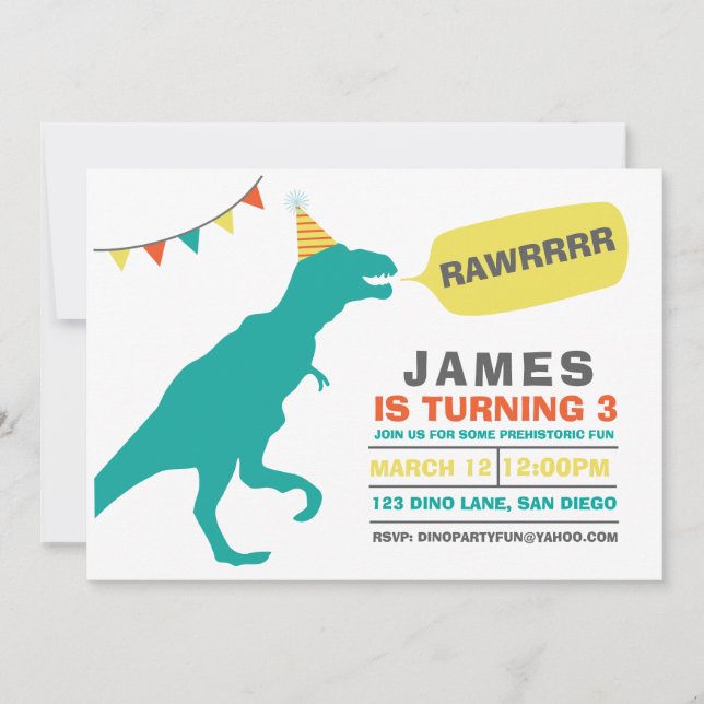 invitation de dinosaure (Devant)