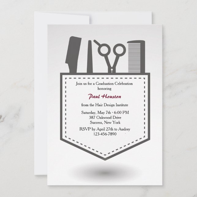 Invitation de diplôme de coiffeur (Devant)
