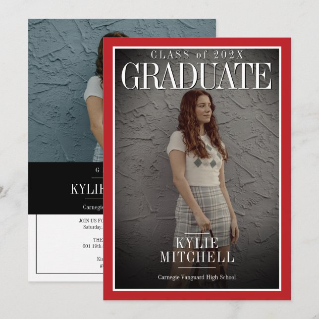 Invitation de diplôme de couverture de magazine (Devant / Derrière)