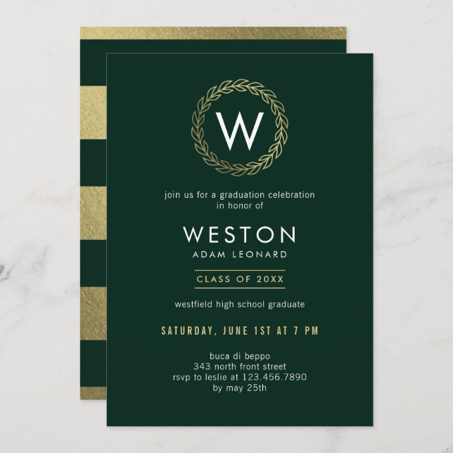 Invitation de diplôme de grade de couronnes classi (Devant / Derrière)