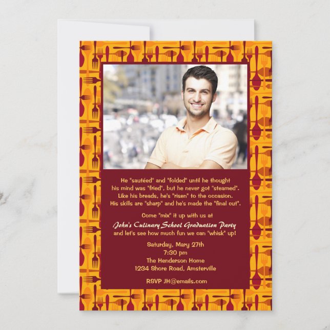 Invitation de diplôme de l'école culinaire (Devant)