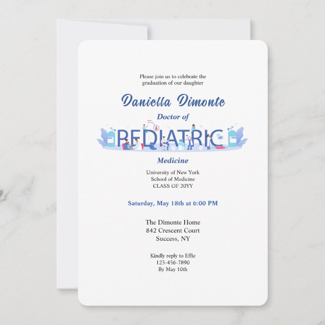 Invitation de diplôme de pédiatre (Devant)