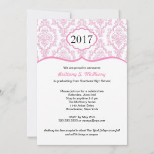 Invitation de diplôme du lycée Damask Rose