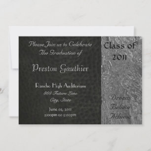 Invitation de diplôme en cuir noir et chrome