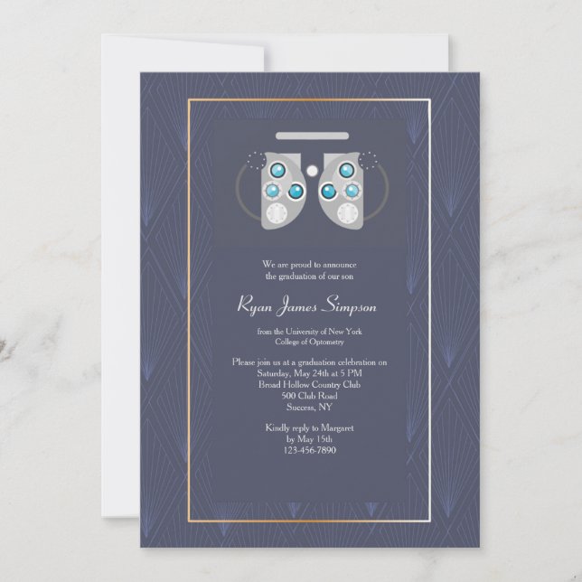 Invitation de diplôme en ophtalmologie (Devant)