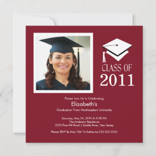 Invitation de diplôme en photo ~Classy Maroon & Wh