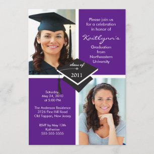Invitation de diplôme en photo violet et blanc