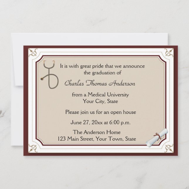 Invitation de diplôme en stéthoscope Médicale (Devant)