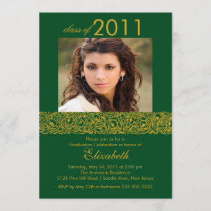 Invitation de diplôme Gold & Green Photo