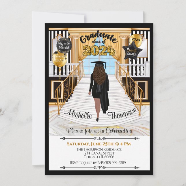 Invitation de diplôme Hispanic Med Peau Tone (Devant)