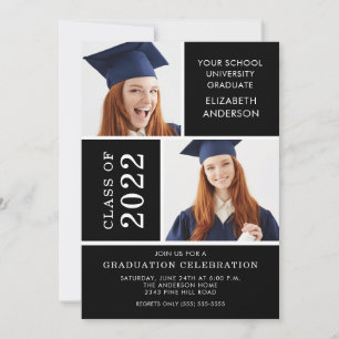 Invitation de diplôme photo ~Classy Black & White