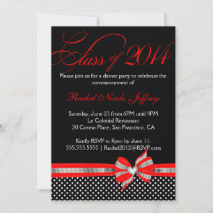 Invitation de diplôme Red Polka Dot 2014