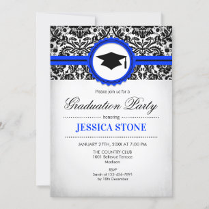 Invitation de diplôme - Royal Blue Black White