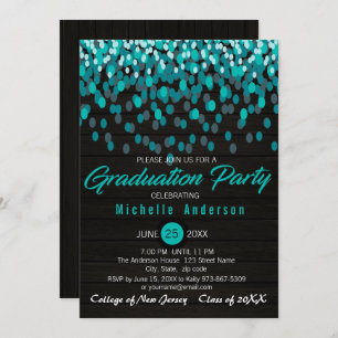 Invitation de diplôme Turquoise Colorée Confetti