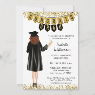 Invitation de diplôme unique Cheveux rouges
