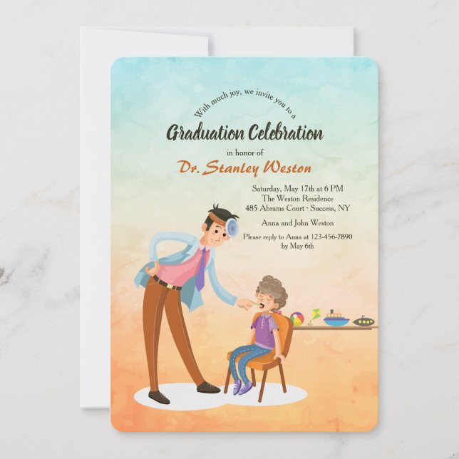 Invitation de diplômes de pédiatre masculin (Devant)