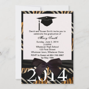 Invitation De Diplômés Du Ruban Noir Zebra Et Du T