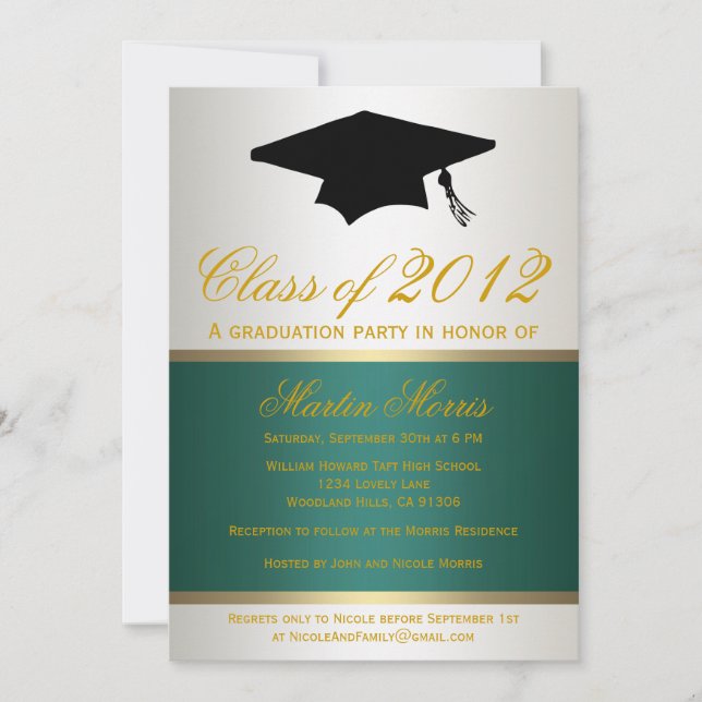 Invitation de diplômes Green and Gold (Devant)