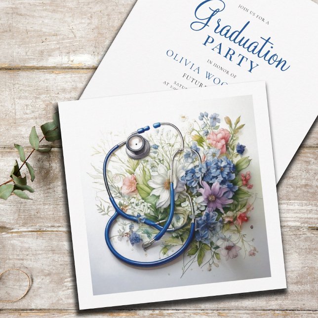 Invitation de doctorat en stéthoscope floral (Créateur téléchargé)