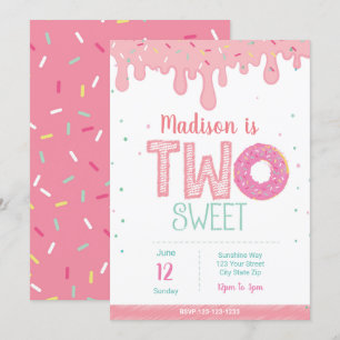 Invitation de Donut rose 2e anniversaire