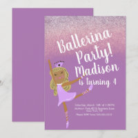 Invitation de doodle de fête de ballerine mignonne
