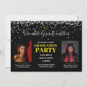 Invitation de double diplôme noir et jaune