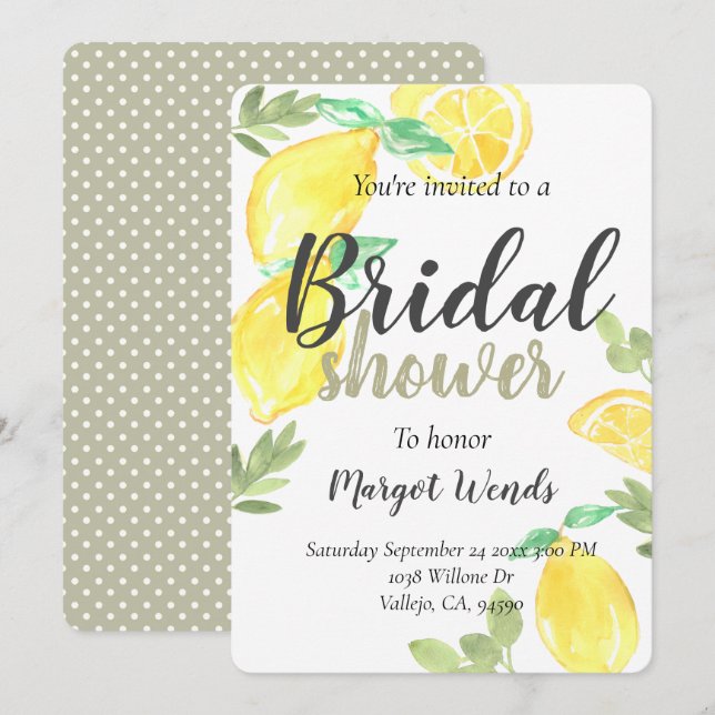 invitation de douche à mariage de citron russe (Devant / Derrière)