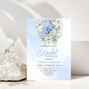 Invitation de douche Botanique Bleue Hydrangea Euc
