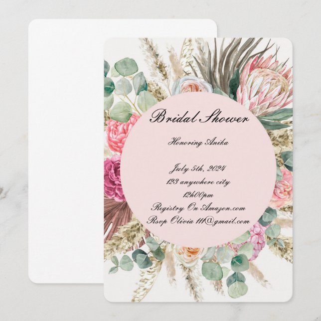 INVITATION DE DOUCHE BRIDAL (Devant / Derrière)