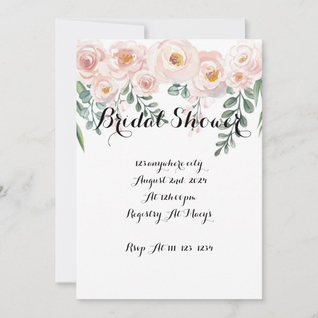 INVITATION DE DOUCHE BRIDAL BLANC, FÊTE DES MARIÉE (Devant)