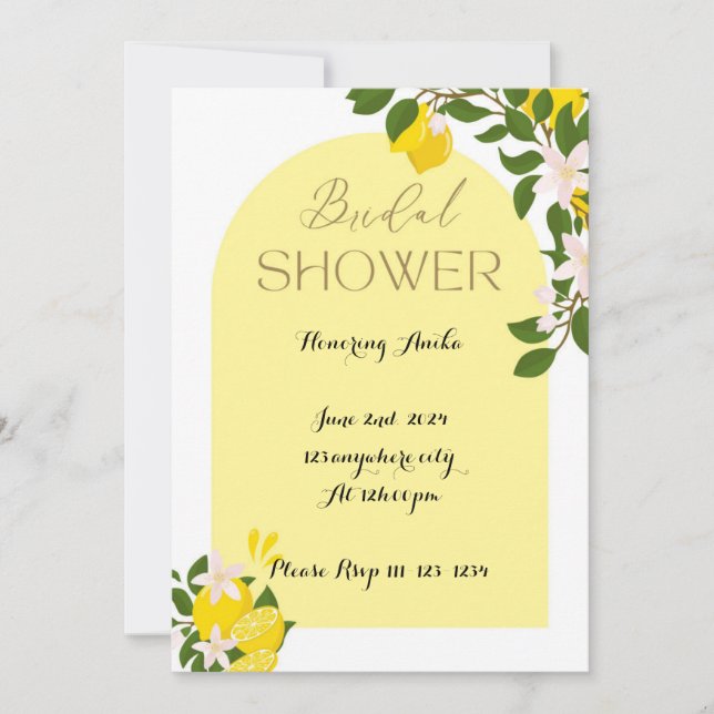 INVITATION DE DOUCHE BRIDAL LIMONCELLO (Devant)