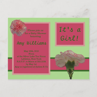 Invitation de douche carnation rose
