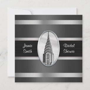 Invitation de douche Chrysler Building Noir, Argen