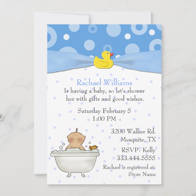 Invitation de douche de bébé de bain moussant (Devant)