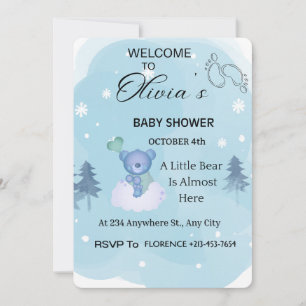 Invitation de douche de bébé ours en peluche de me