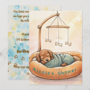 Invitation de douche de bébé teckel numérique