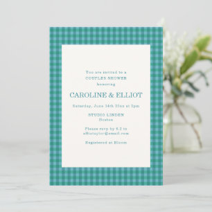 Invitation de douche de couple en vichy vert sarce