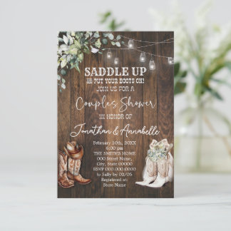 Invitation de douche de couple occidental, Cowboy