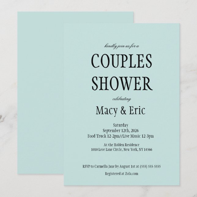 Invitation de douche de couples (Devant / Derrière)