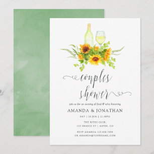 Invitation de douche de couples de tournesols aqua