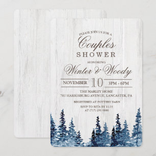 Invitation de douche de couples en bois rustique