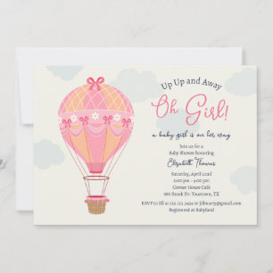 Invitation de douche de fille de ballon d'air géni
